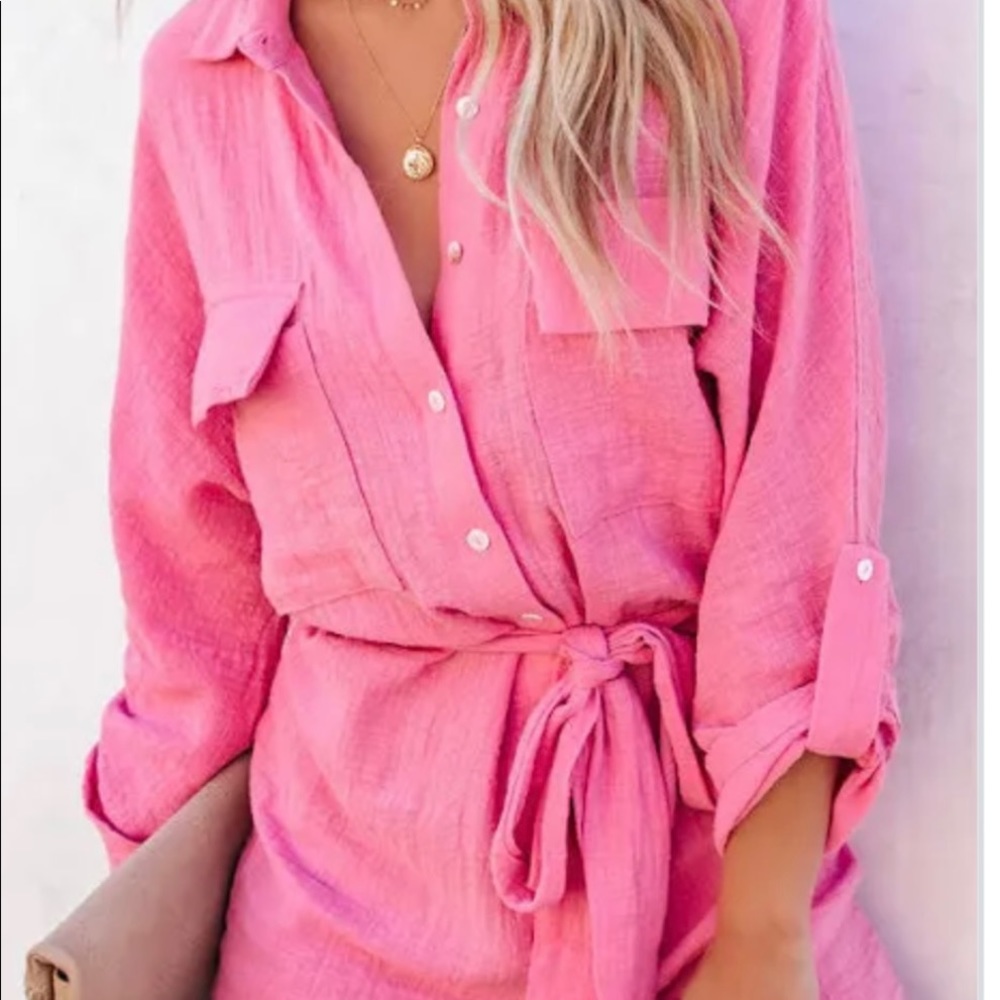 Vici long sleeve romper. Pink and new without tags.